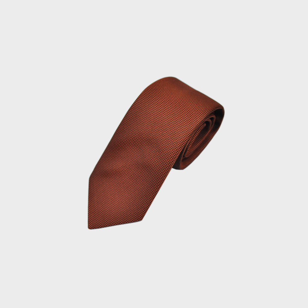 Natte Weave Silk Tie in Rusty Brown