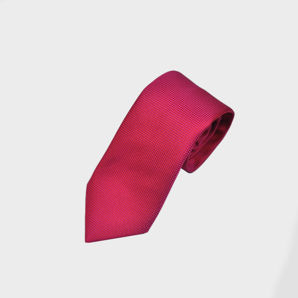 Natte Weave Silk Tie in Deep Pink