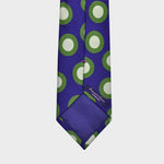 Big Hoops Dusty Silk Tie in Indigo, Lime Green & White