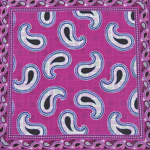 Paisley & Basket Weave Reversible Panama Silk Pocket Square in Pink & Brown