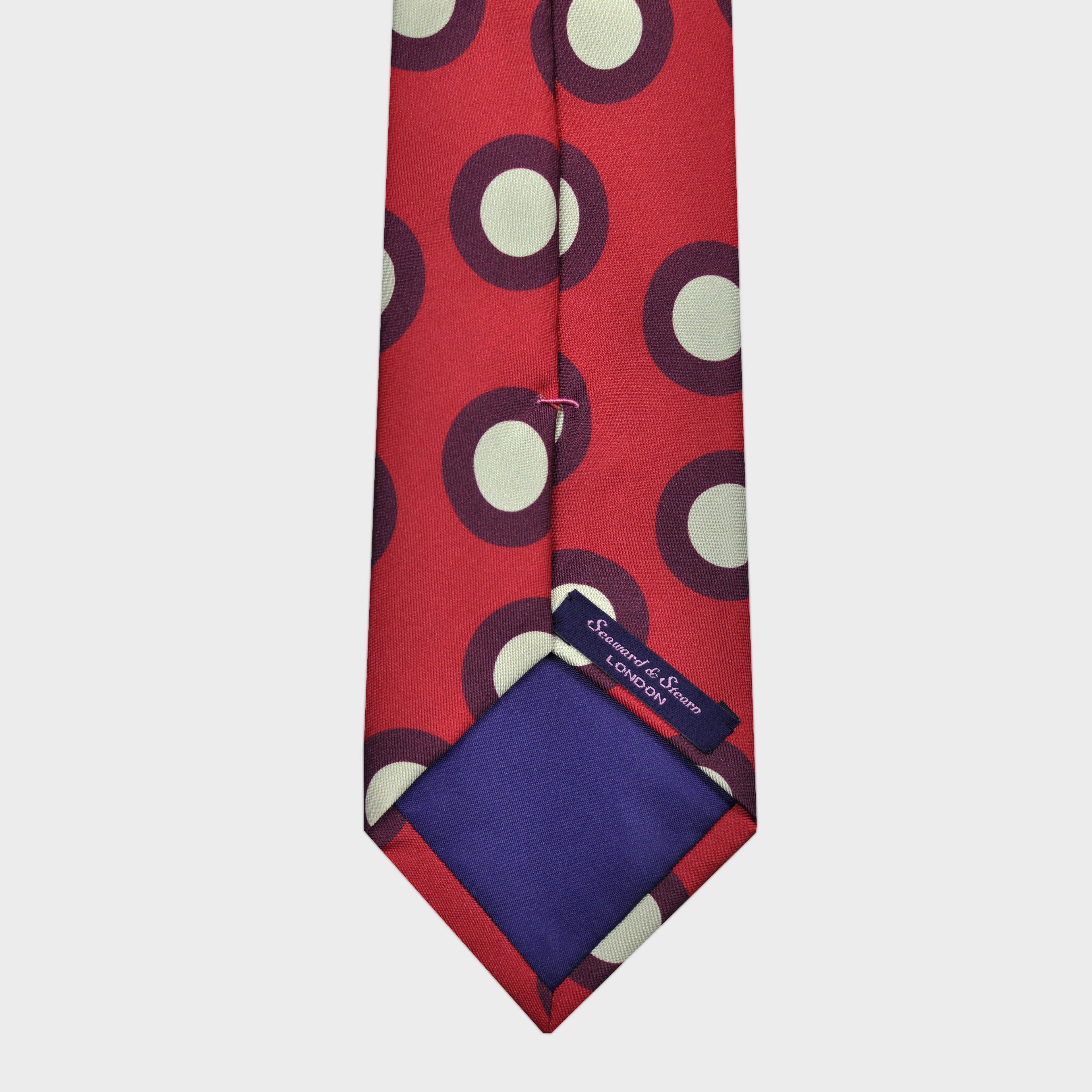 Big Hoops Dusty Silk Tie in Mellow Red, Claret & White