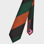 Big Bold Stripes Reppe Silk Tie in Green, Brown & Orange