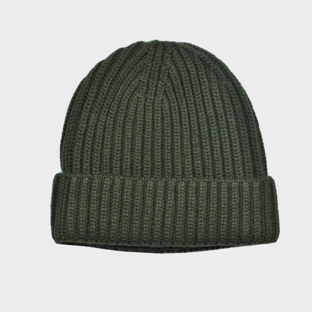 Four Ply Cashmere Winter Beanie in Bottle Green