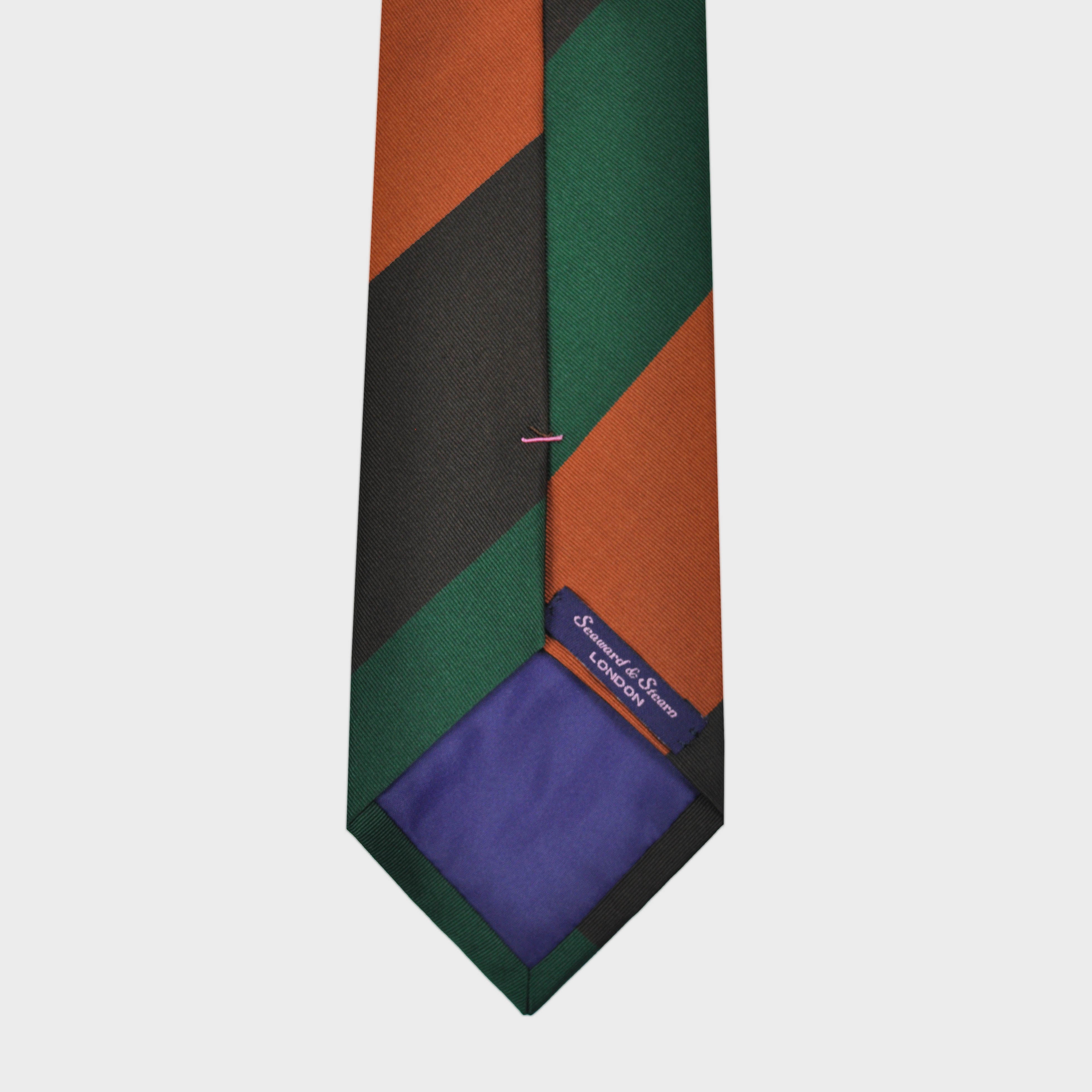 Big Bold Stripes Reppe Silk Tie in Green, Brown & Orange