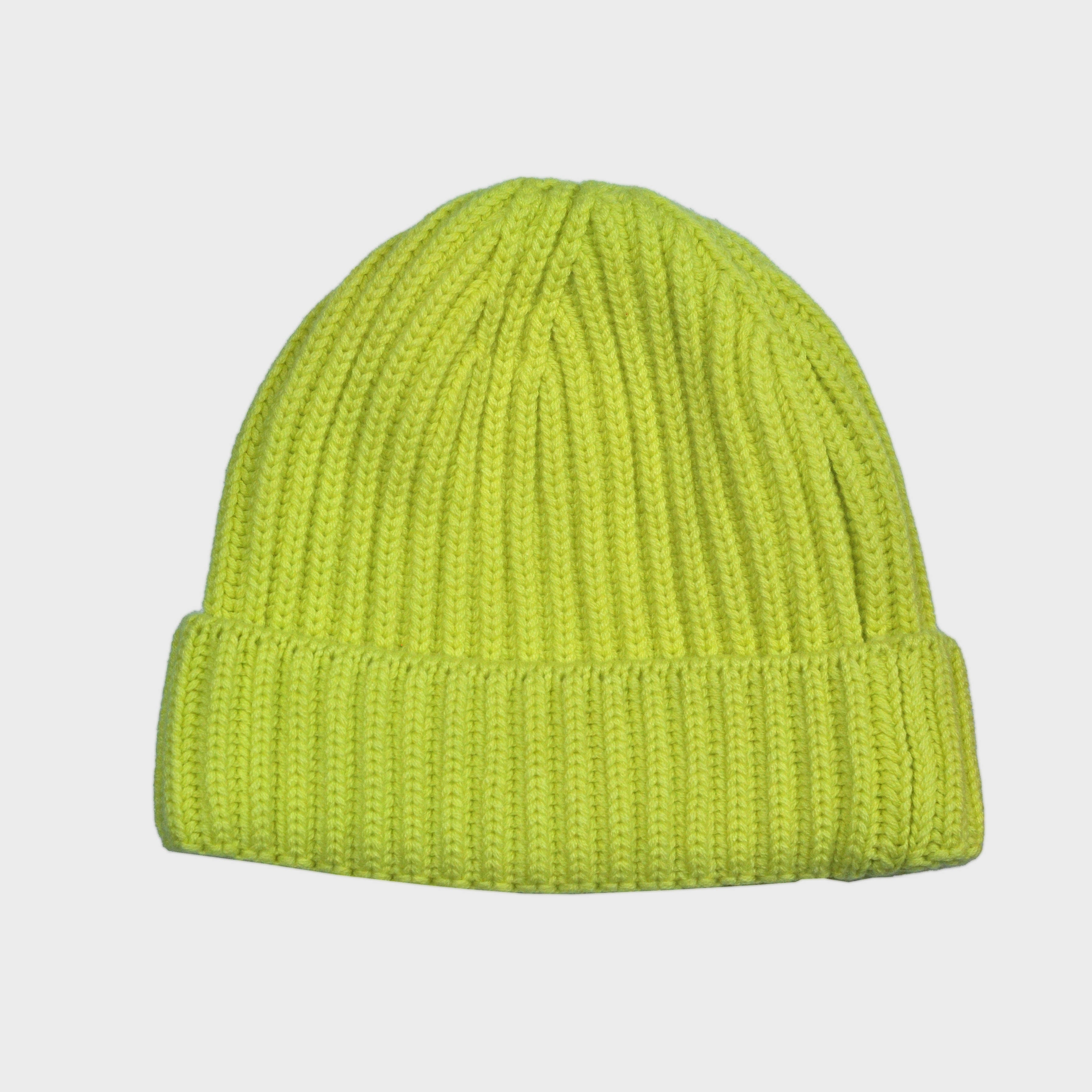 Four Ply Cashmere Winter Beanie in Lemon Yellow