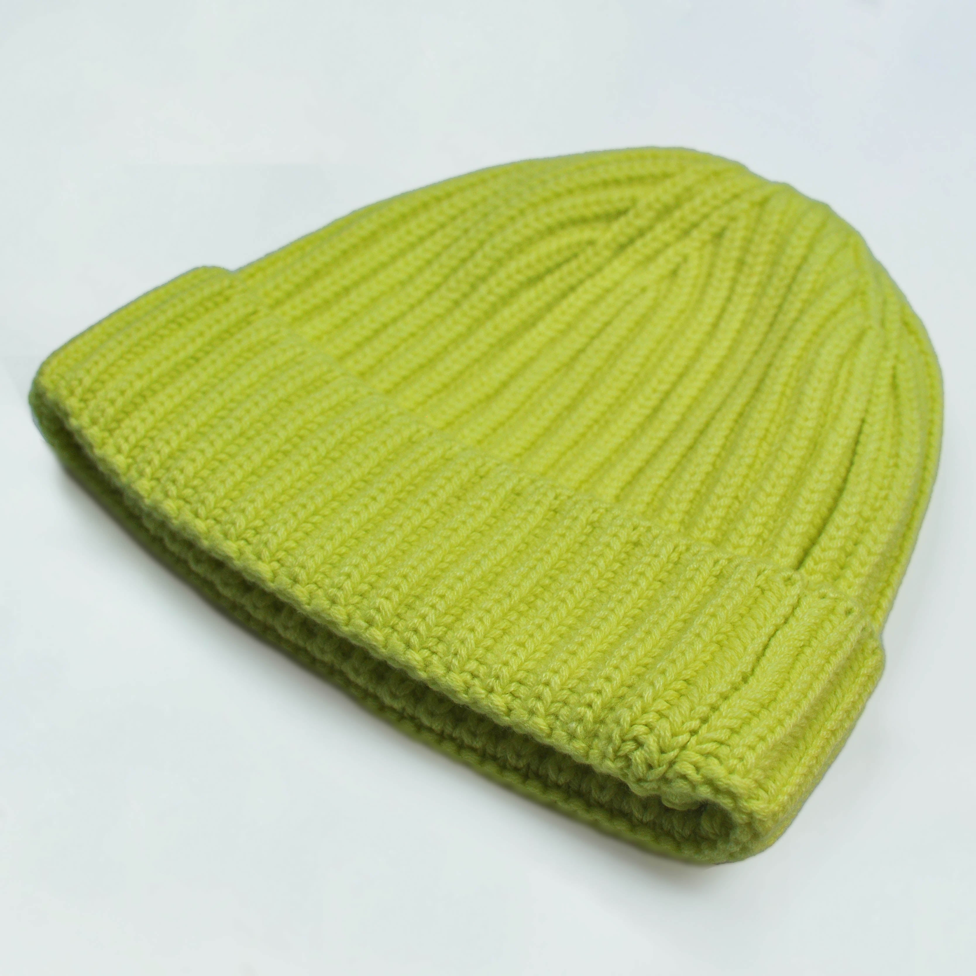 Four Ply Cashmere Winter Beanie in Lemon Yellow