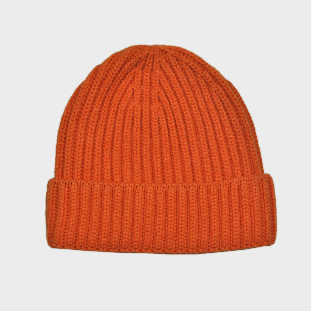 Four Ply Cashmere Winter Beanie in Rusty Orange