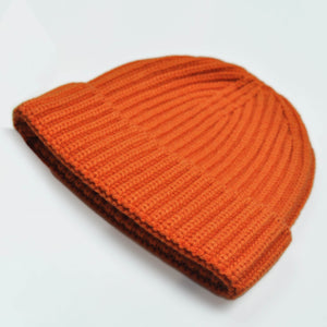 Four Ply Cashmere Winter Beanie in Rusty Orange