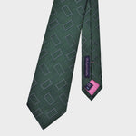 Little Rectangles on a Natte Woven Silk Tie in Green