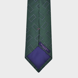 Little Rectangles on a Natte Woven Silk Tie in Green