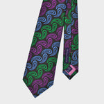 Repeat Teardrops Woven Silk Tie in Purple, Green & Blue