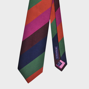 Bold Stripes Reppe Silk Tie in Pink, Blue, Brown & Orange