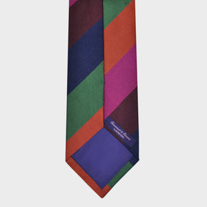 Bold Stripes Reppe Silk Tie in Pink, Blue, Brown & Orange