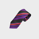 Lot's of Stripes Reppe Silk Tie in Purple, Brown, Orange, Green & Blue