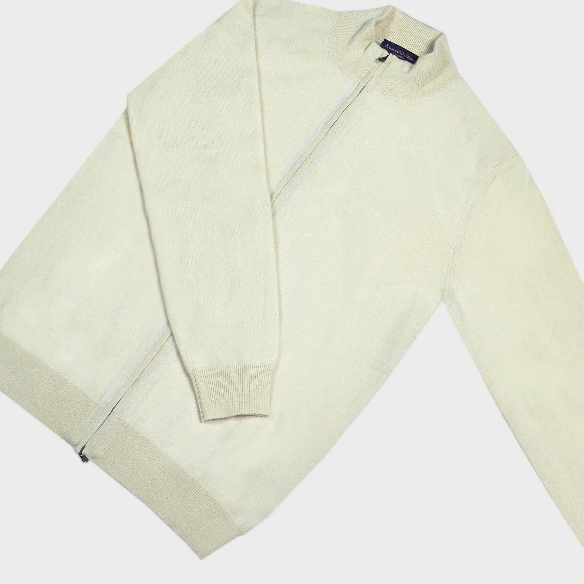 Cashmere Zip Cardigan in Cream