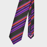 Lot's of Stripes Reppe Silk Tie in Purple, Brown, Orange, Green & Blue