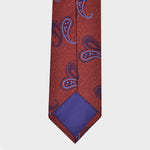 Blue Reppe Teardrops on Tussah Silk Tie in Rusty Brown