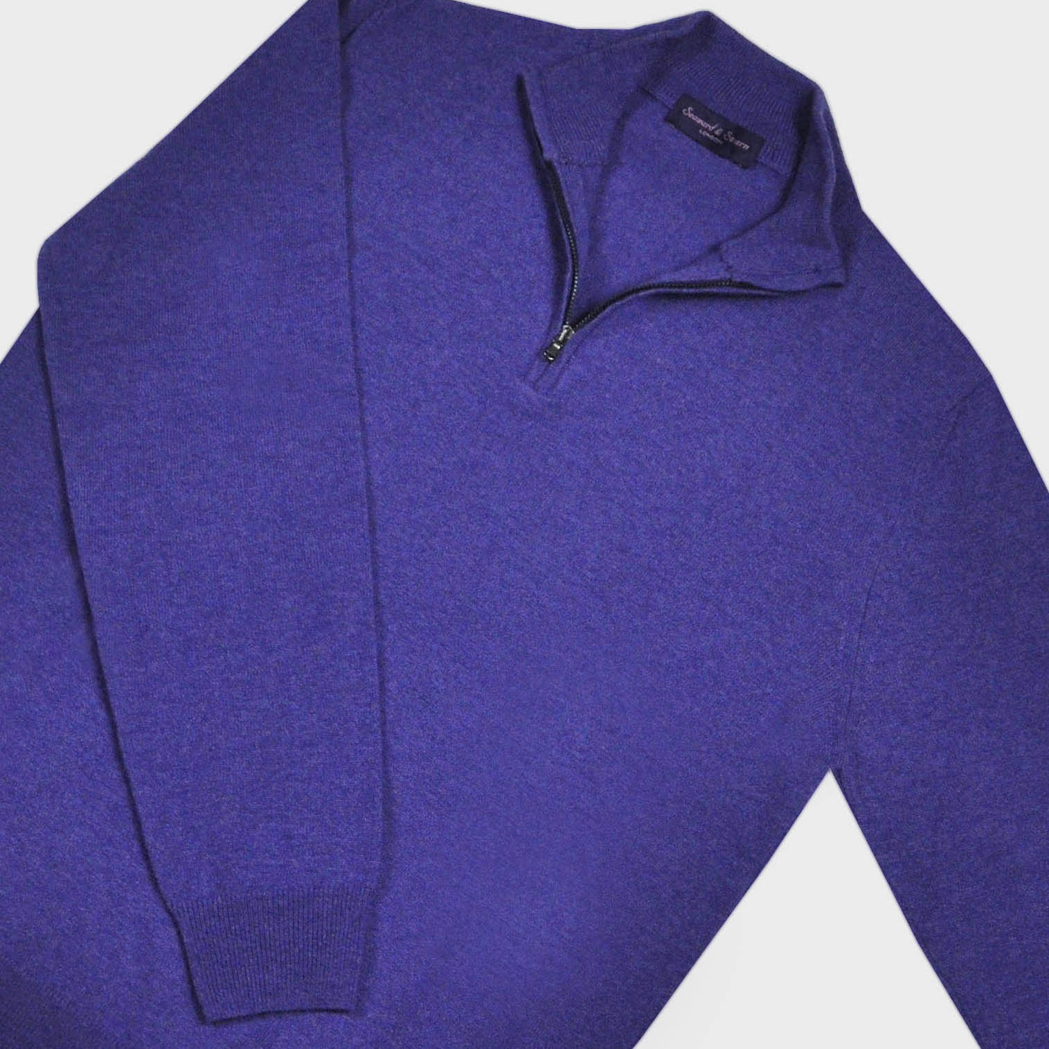 Cashmere Quarter Zip Jumper in Purple