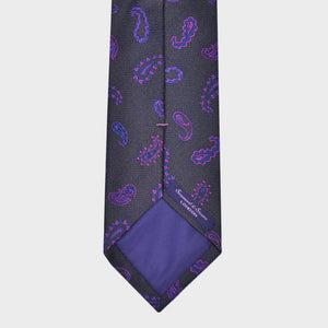 Pink & Blue Teardrops on Brown Natte Silk Tie