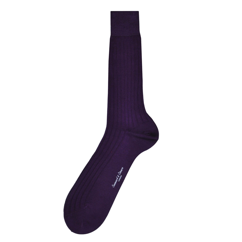 Ribbed Fine Cotton Socks in Purple