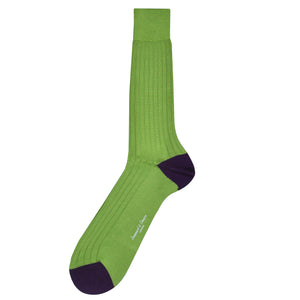 Ribbed Fine Cotton Socks in Lime