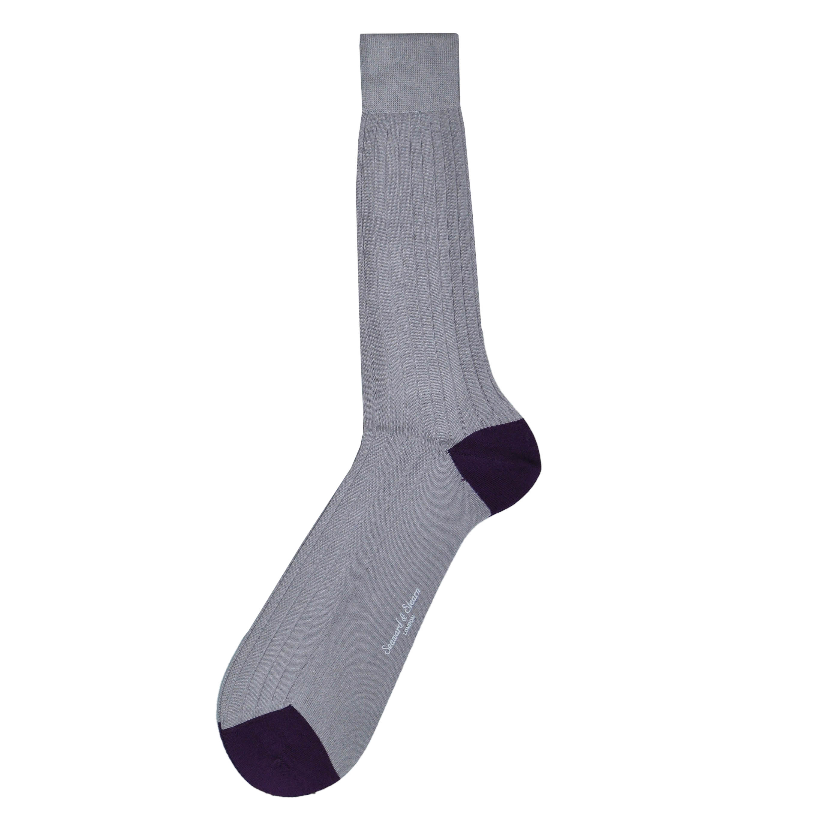 Ribbed Fine Cotton Socks in Light Grey