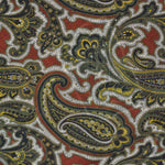 Wool Silk Double Panel Scarf in Paisley & Florets in Rusty Borwn & Olive