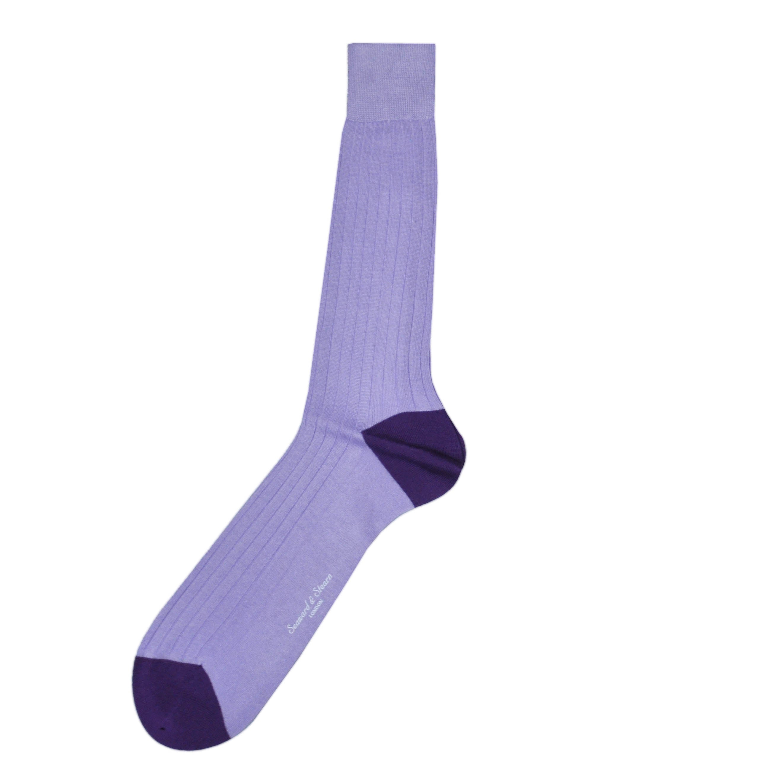 Ribbed Fine Cotton Socks in Violet