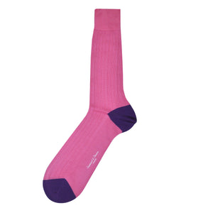 Ribbed Fine Cotton Socks in Pink