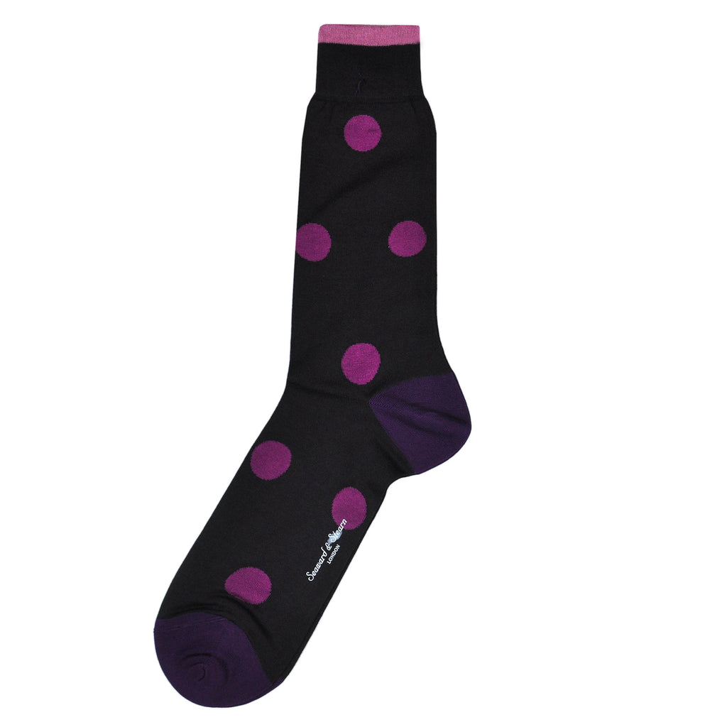 Big Pink Dots on Dark Claret Fine Cotton Socks