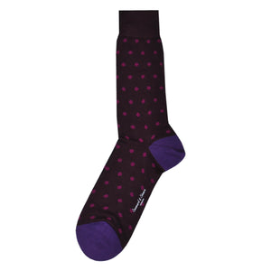 Pink Dots on Dark Claret Fine Cotton Socks