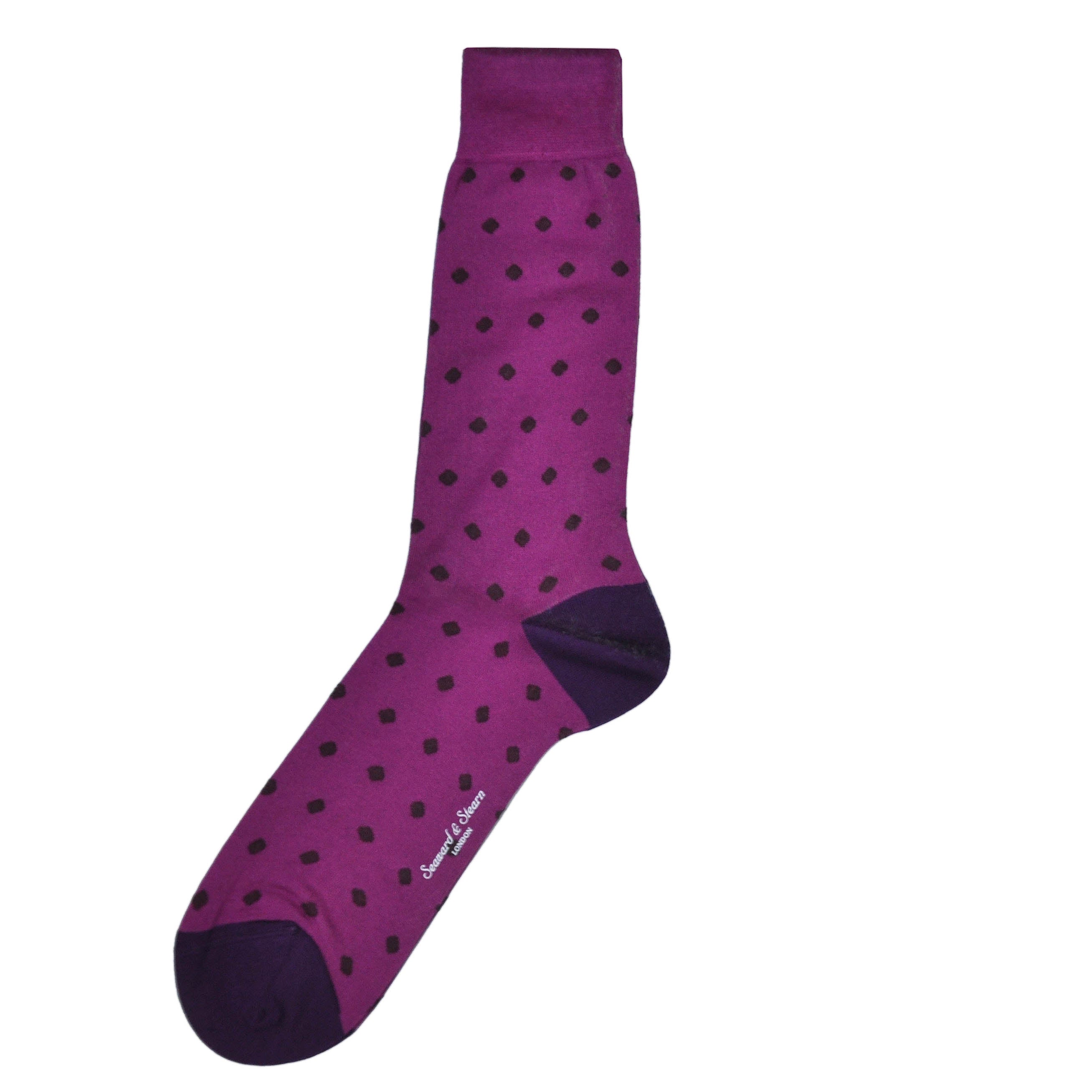 Dark Claret Dots on Pink Fine Cotton Socks