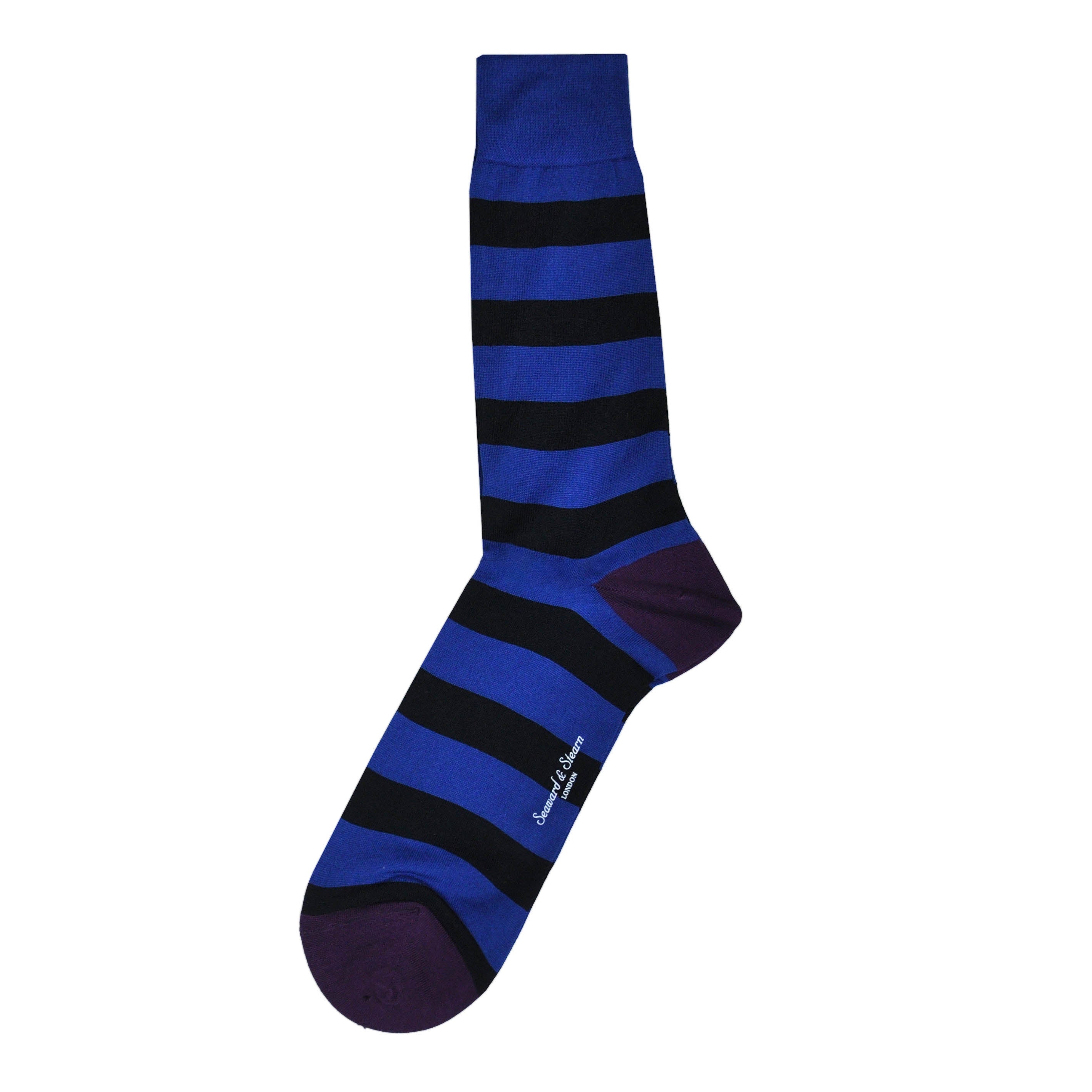 Royal Blue & Navy Bold Stripe Fine Cotton Socks