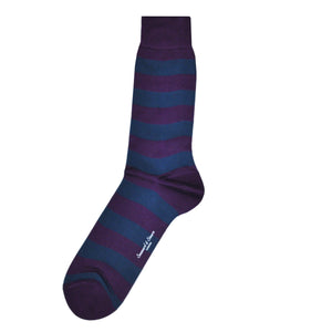 Purple & Blue Bold Stripe Fine Cotton Socks