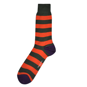 Orange & Green Bold Stripe Fine Cotton Socks