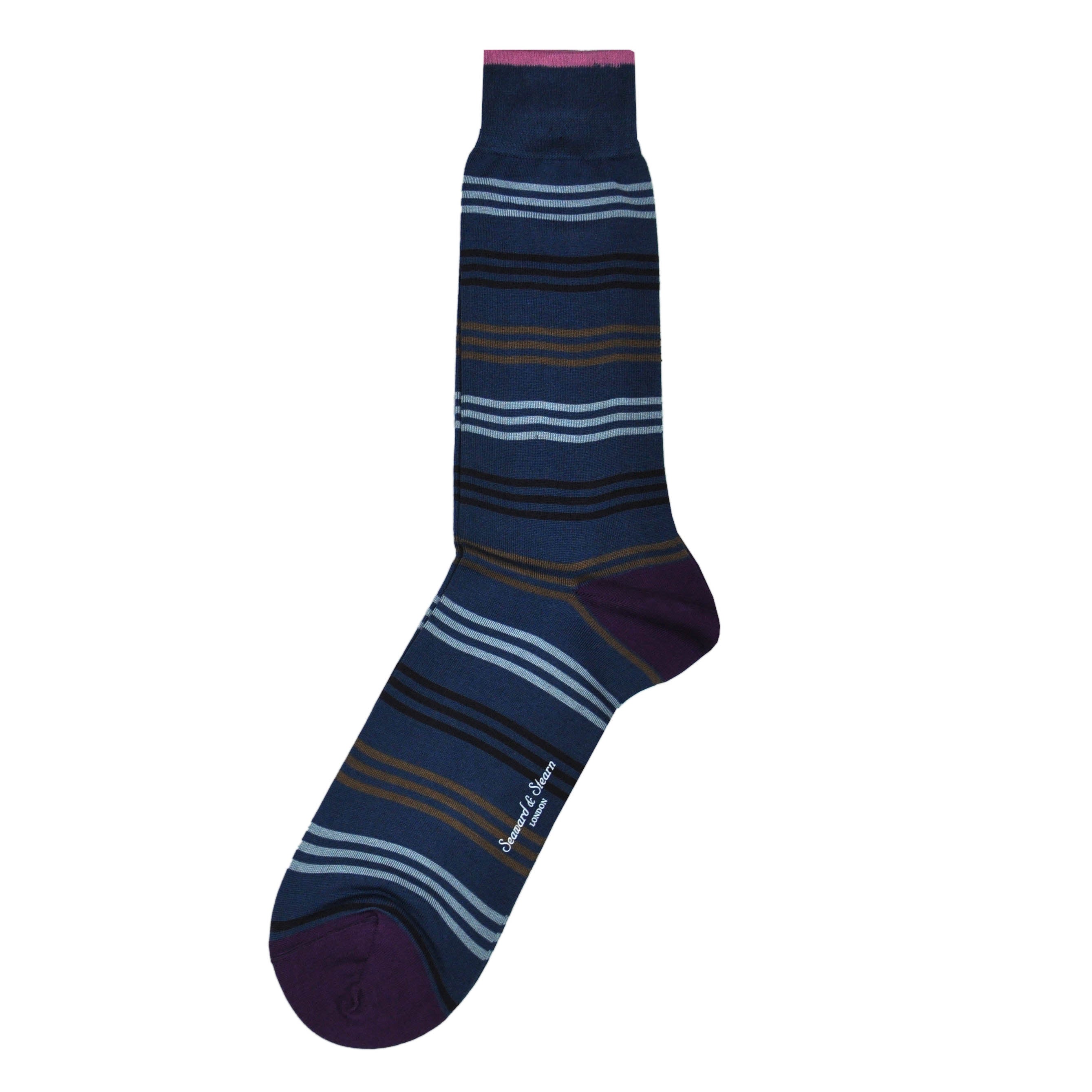 Narrow Stripes on Blue Fine Cotton Socks