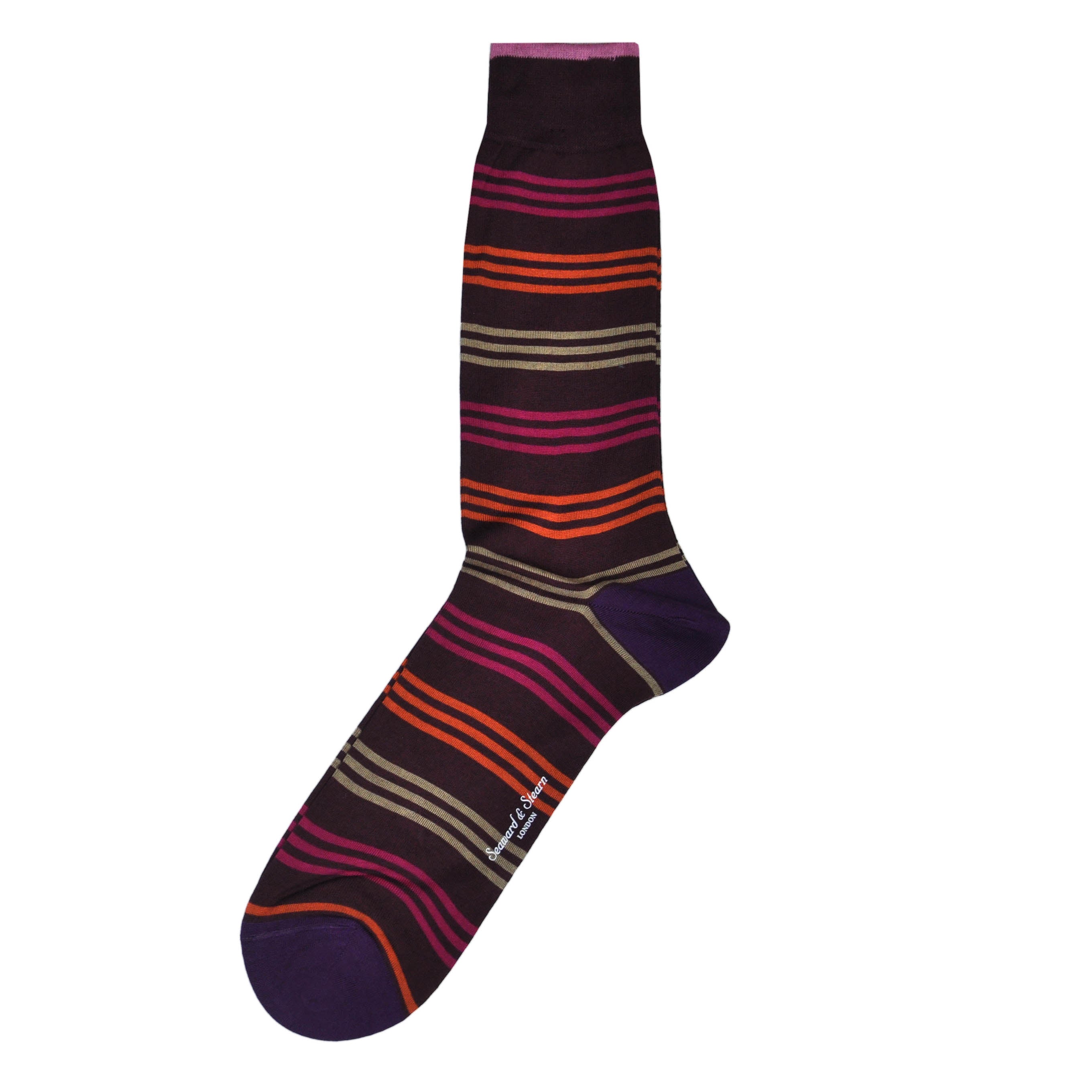 Narrow Stripes on Dark Claret Fine Cotton Socks