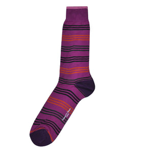 Narrow Stripes on Pink Fine Cotton Socks