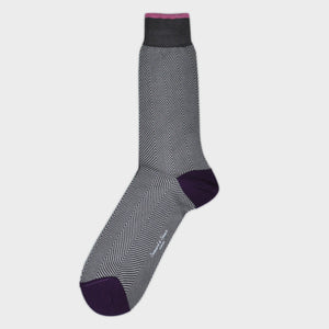 Herring Bone Fine Cotton Socks in Grey