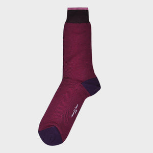 Herring Bone Fine Cotton Socks in Red