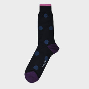 Big Blue Dots on Navy Fine Cotton Socks