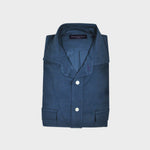 Fine Corduroy Spread Collar Shirt with Double Breast Pockets in Cobalt Blue