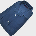 Fine Corduroy Spread Collar Shirt with Double Breast Pockets in Cobalt Blue