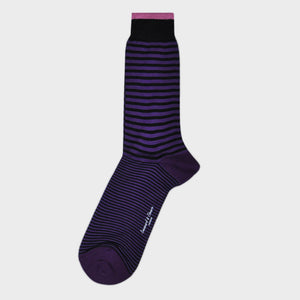 Narrow Blue Stripes on Purple Fine Cotton Socks