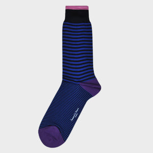 Narrow Blue Stripes on Royal Blue Fine Cotton Socks