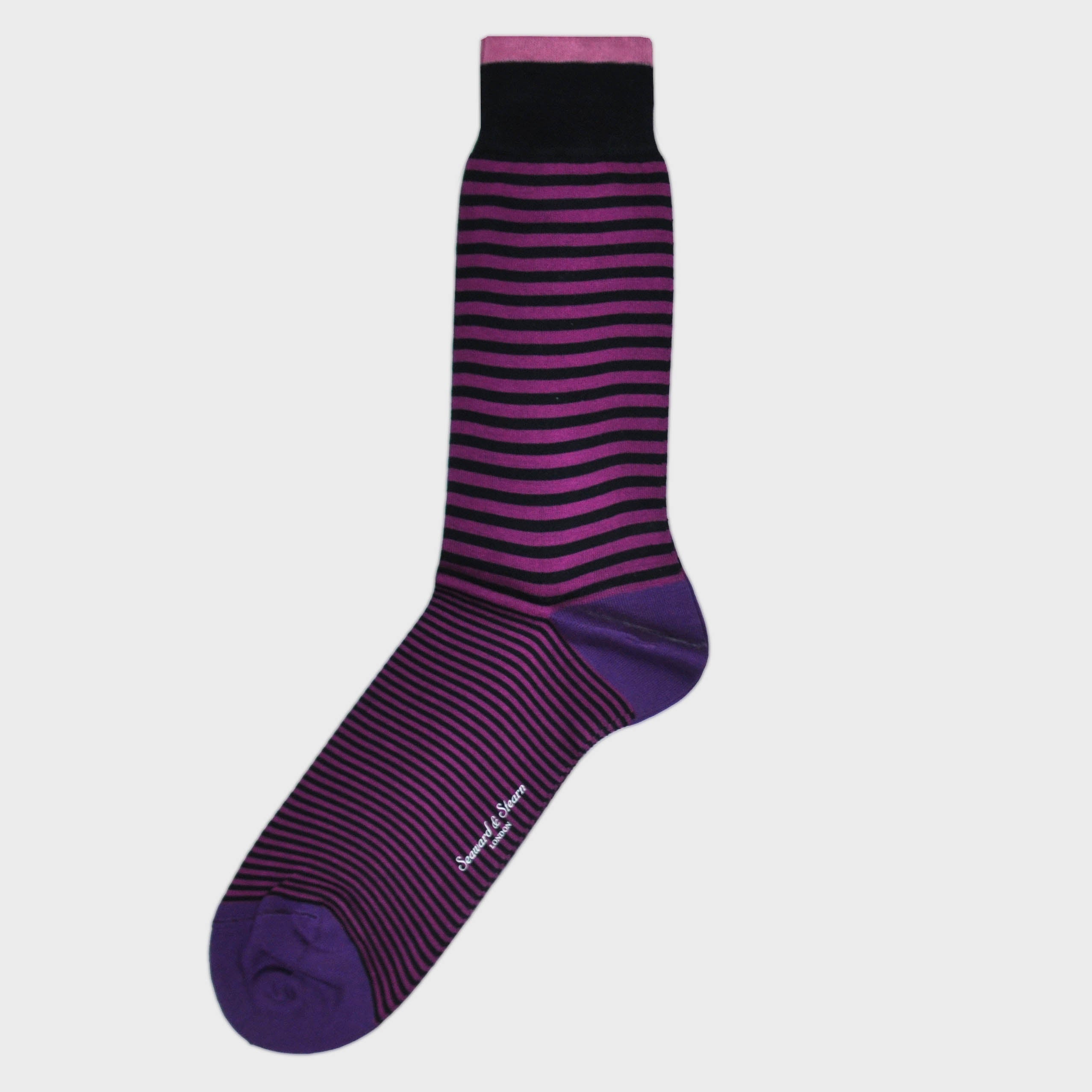 Narrow Blue Stripes on Pink Fine Cotton Socks