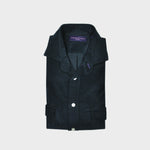 Fine Corduroy Spread Collar Shirt with Double Breast Pockets in Midnight Blue