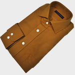 Brushed Cotton Spread Collar Shirt with Single Breast Pocket in Rusty Brown