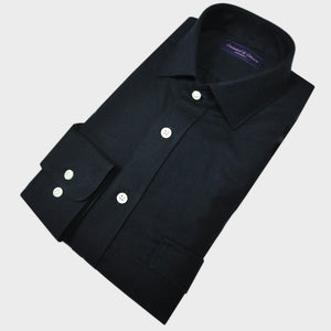 Brushed Cotton Spread Collar Shirt with Single Breast Pocket in Midnight Blue