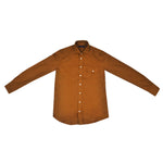 Brushed Cotton Spread Collar Shirt with Single Breast Pocket in Rusty Brown